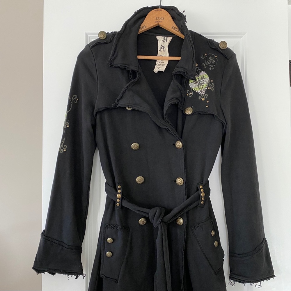 Yag Couture Rock n Roll trench w embroidery rivets